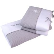 CLAIR DE LUNE Silver Lining Grey Cot Bed Quilt & Bumper Set