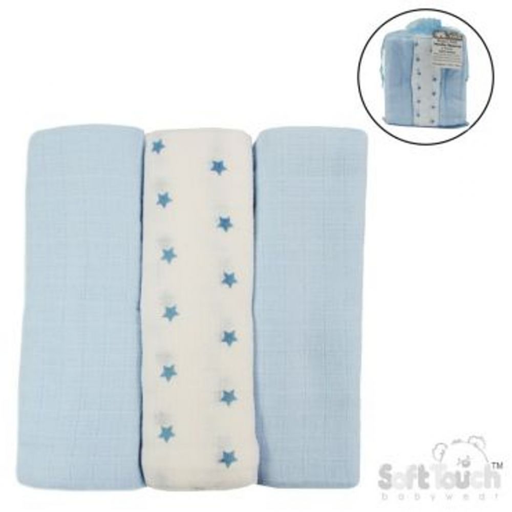 SOFT TOUCH Musilin Squares 3PK "blue"